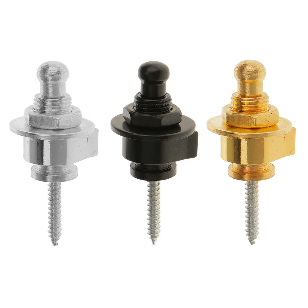 Alloy Skidproof Belt Button Strap Lock Silver for Electric Guitar & Bass