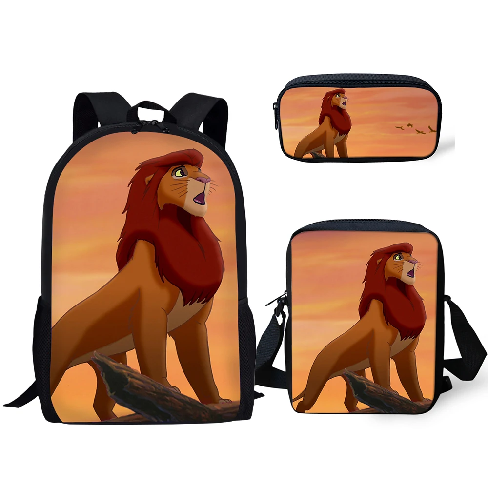 

HaoYun Children's School Backpack Cartoon The Lion King Pattern School Book Bags Little Animal Designer 3PCs Set Students Bags