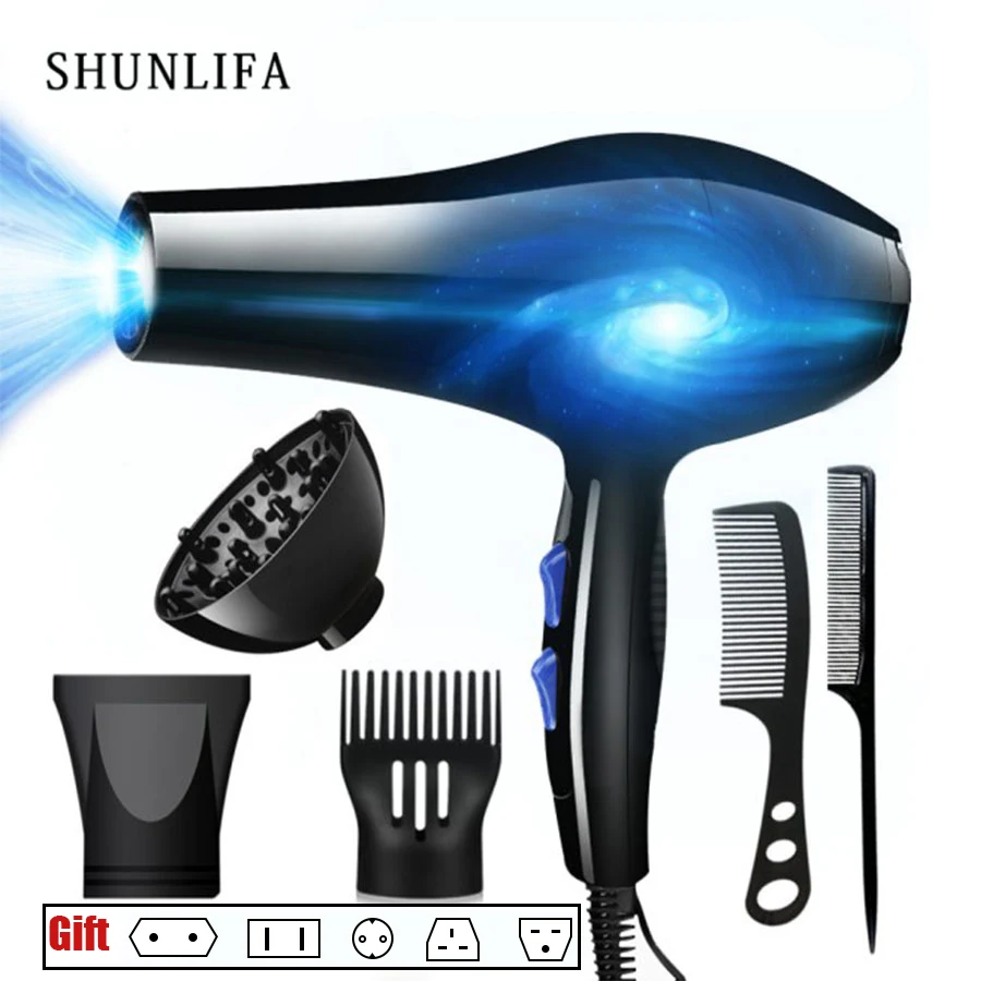 SHUNLIFA 2200 Вт Мощный Профессиональный фен инструменты фен отрицательные ионные Фены Электрический Фен Горячая/воздуходувка холодного воздуха|Фены для волос|   | АлиЭкспресс