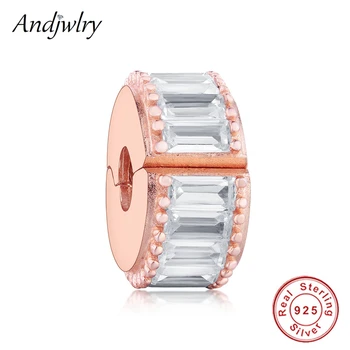

925 Sterling Silver Rose Gold Ice Formation Clip Beads Fit Charm Bracelet 925 Silver Original Clear CZ Charm DIY Jewelry