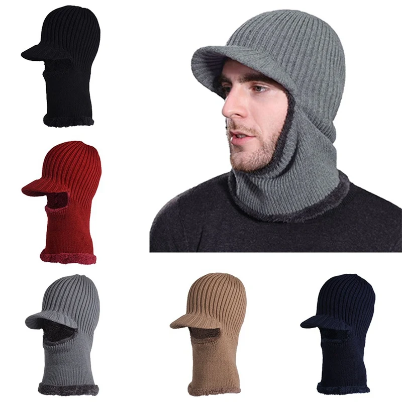 Winter Hats For Men Skullies Beanie Hat Winter Cap Men Women Wool Scarf Caps Set Balaclava Mask Gorras Bonnet Knitted Hat