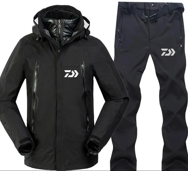 Daiwa2019 одежда для рыбалки осень зима мужские спортивные комплекты походные рыболовные куртки и рыболовные Штаны флисовые теплые уличные пуховые пальто