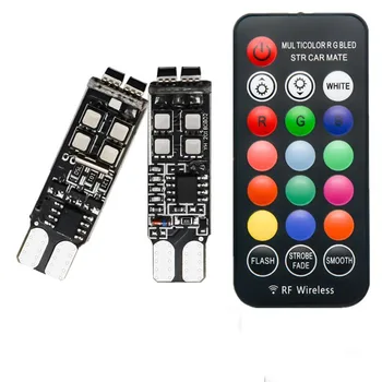 

Extremely Bright Colorful Car LED Bulb W5W T10 3535 10SMD RGB RF with Remote Control Flashing Reading Lights Clearance Lights