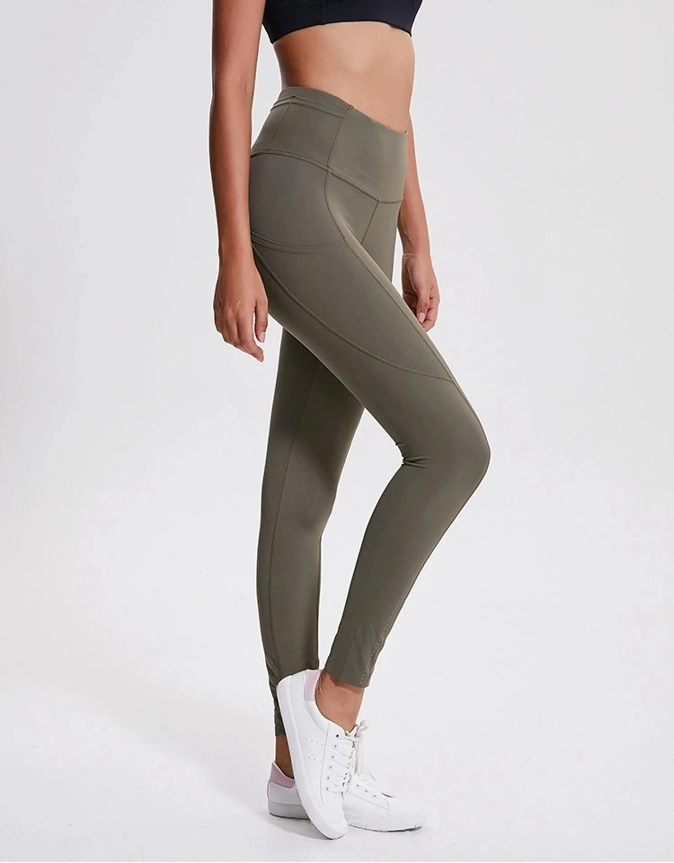 army green Штаны для йоги с боковыми карманами, сексуальные колготки для девочек леггинсы, пуш-ап, маленький заказ, одежда для тренировок, спортивные штаны - Цвет: army green