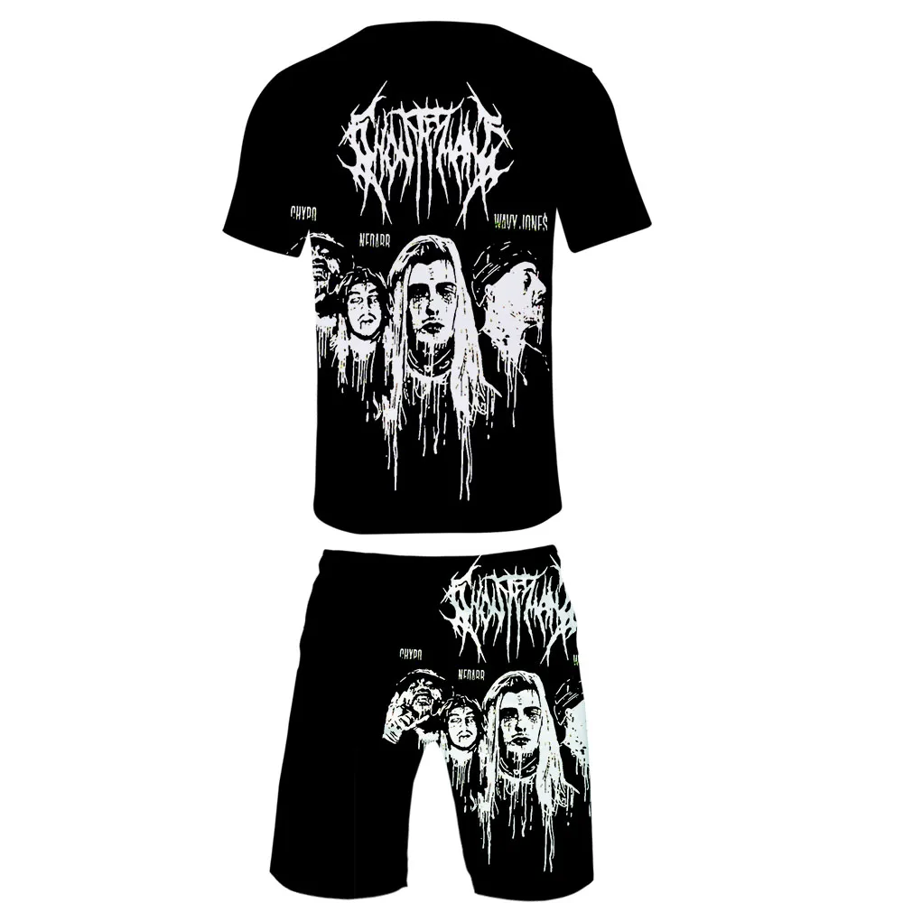 Ghostemane рок Для мужчин костюмы летние Повседневное Для мужчин для девочек; Детские шорты; комплекты спортивной готика, Харадзюку Для мужчин s Костюмы 3D, комплект одежды из 2 предметов