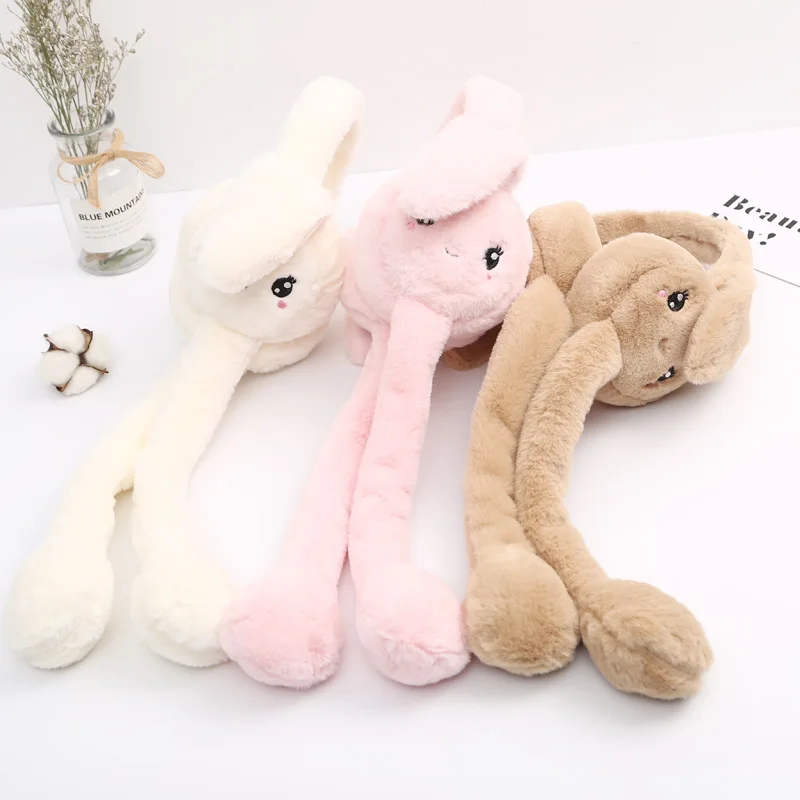 Новые милые наушники с мультяшным кроликом для девочек и мальчиков теплые