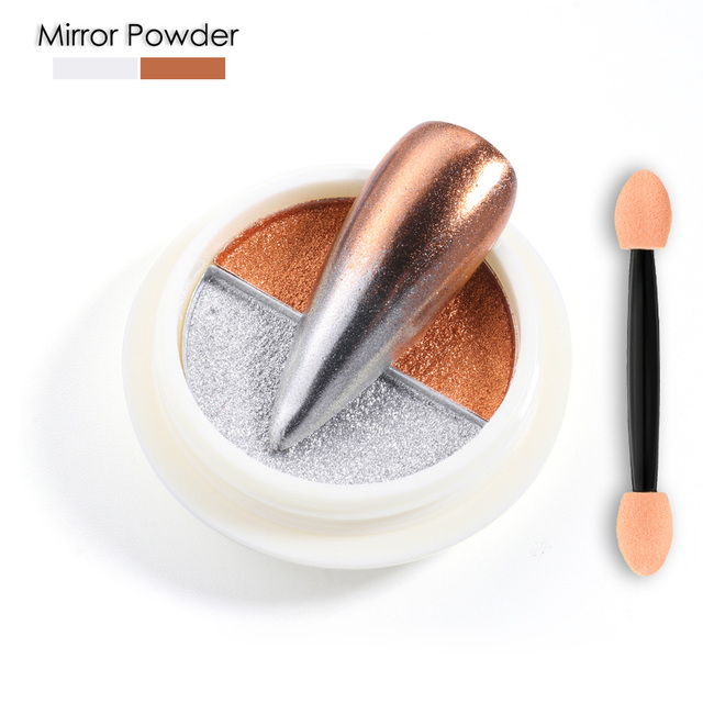 tırnak tozu krom lazer ayna Glitter tasarım tırnak sanat Pigment sürtünme toz gevreği süslemeleri fırça manikür TRLF01-07