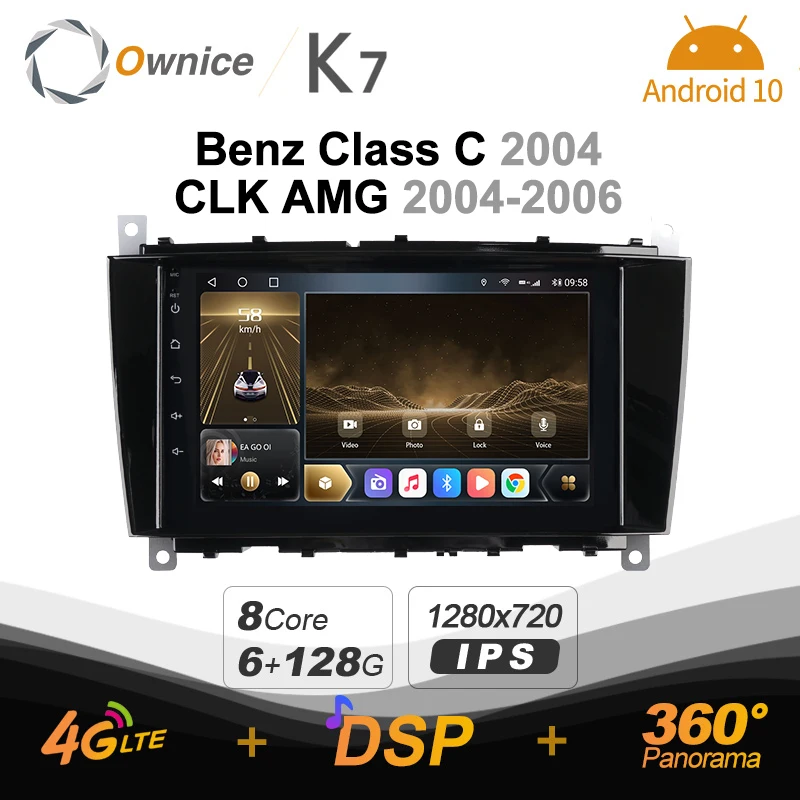 Ownice K7 6G + 128G Android 10 0 Автомагнитола для Benz Class C 2004/CLK AMG 2004-2006 2din 4G LTE 5G Wifi 360 SPDIF 1280*720 |