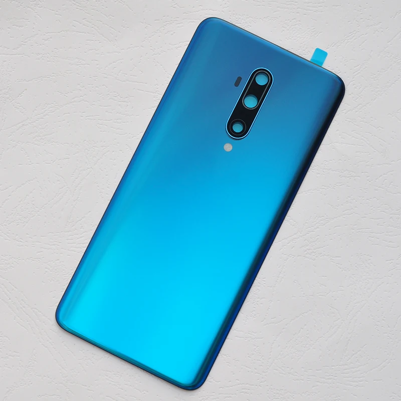 Для Oneplus 7T Pro, стеклянный задний корпус, чехол для батареи с объективом камеры+ логотип 1+ 7t Pro, запасная часть - Цвет: blue