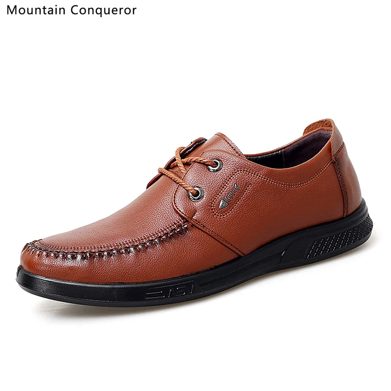 

Mountain Conqueror Men Shoes British Microfiber Leather Business Driving Casual Lace Up Breathable Fashion Flats Autumn New