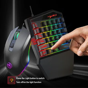 

Wired Ergonomic Multicolor Backlight One-Handed Game Keyboard Mouse Set Gamer Gaming Mouse and Keyboard Kit Office Supplies