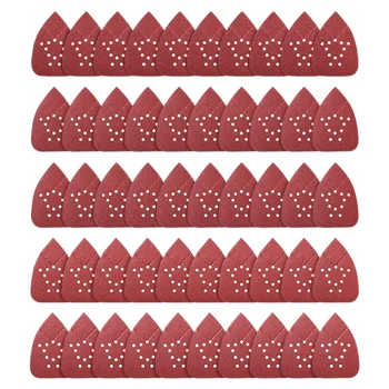 

50 PCS Mouse Sandpaper 12 Hole Mouse Sander Pads Mouse Detail Sander Sandpaper 60/80/120/150/220 Grits Palm Sandpaper