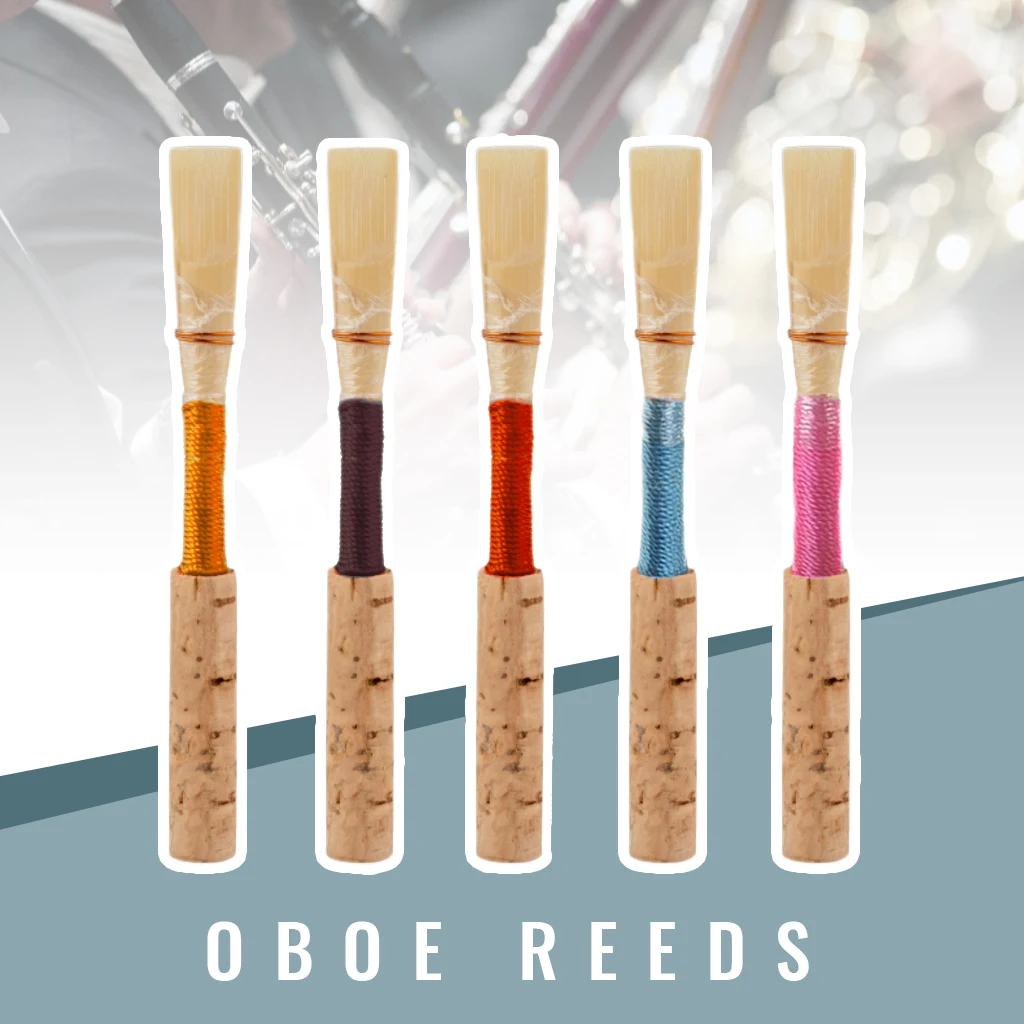 

NAOMI 5pcs/1set Oboe Cork Reed Medium-soft Strength Handmade Natural Oboe Reed Qualified Bamboo Stripe 5 Colors Optional