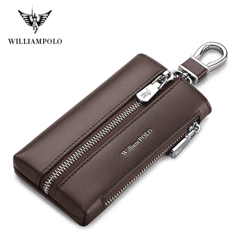 Мужской держатель для ключей из воловьей кожи Williampolo многофункциональная цепочка портмоне с большой