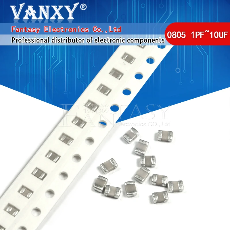 100 шт. 0805 smd конденсатор с алюминиевой крышкой Керамическая 1PF-10UF 20PF 220PF 330PF 680PF 4.7NF