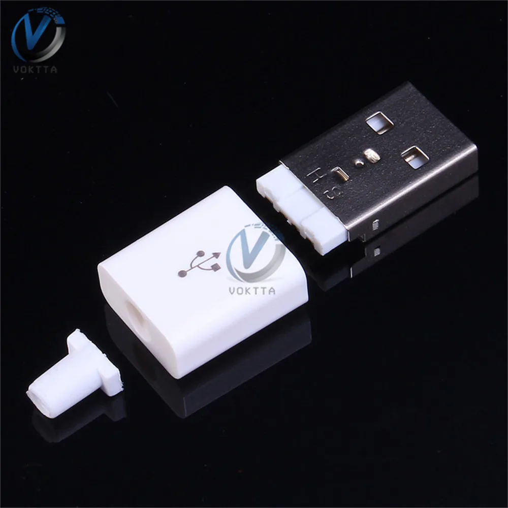 10 шт. Мужской USB разъем комплект 5P 5pin USB 2,0 штекер тип А DIY компоненты Белый w/пластиковая крышка