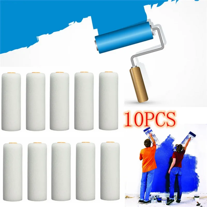 Mangas de rodillo de pintura de espuma duradera, minirodillos de esponja para decoración de pintura, juegos de arte, suministros de pintura, 100mm, 10 Uds.