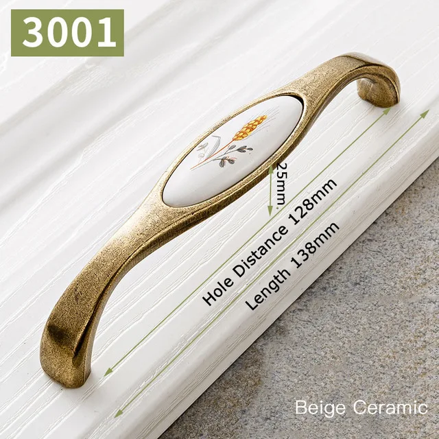 Handle-3001-128B Античная бронза керамические ручки для шкафов цинковый сплав Круглые Ручки для ящиков шкаф дверная ручка Европейское оборудование для обработки мебели - Цвет: Handle-3001-128B