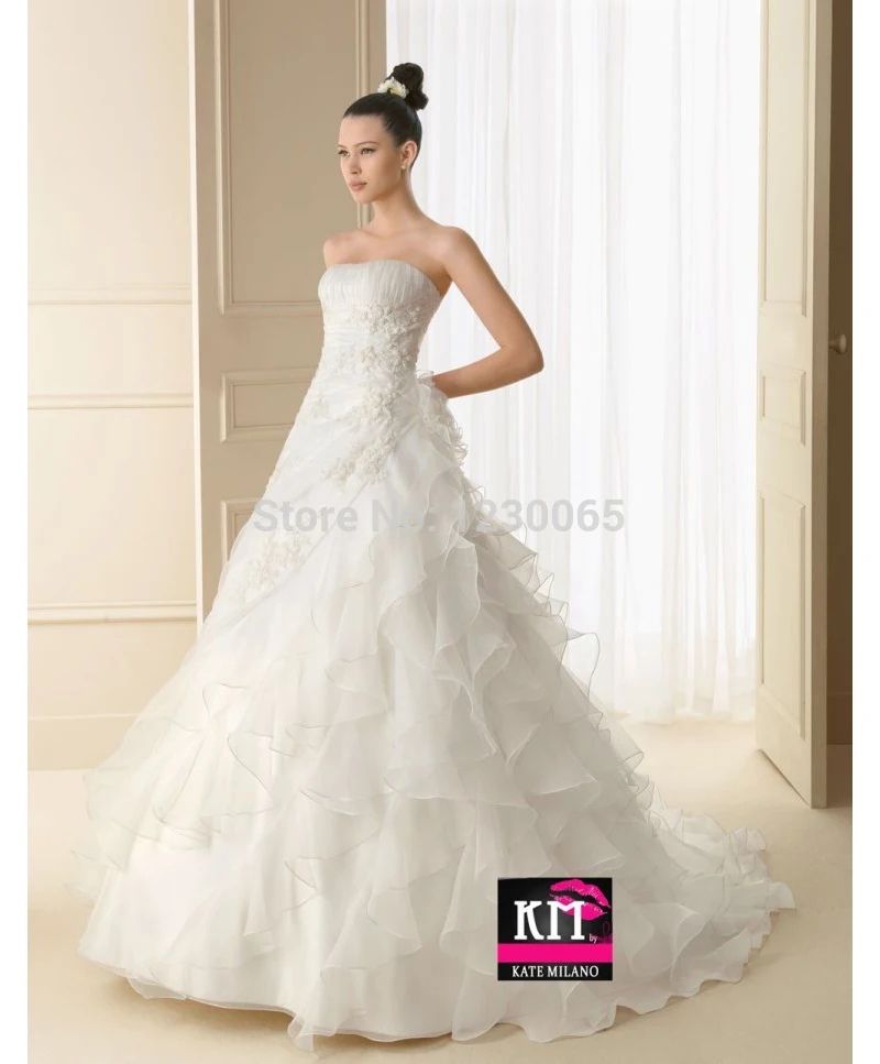 Романтическое ТРАПЕЦИЕВИДНОЕ ПЛАТЬЕ, casamento vestido de noiva, свадебное платье с цветами и оборками, платья из органзы для матери невесты