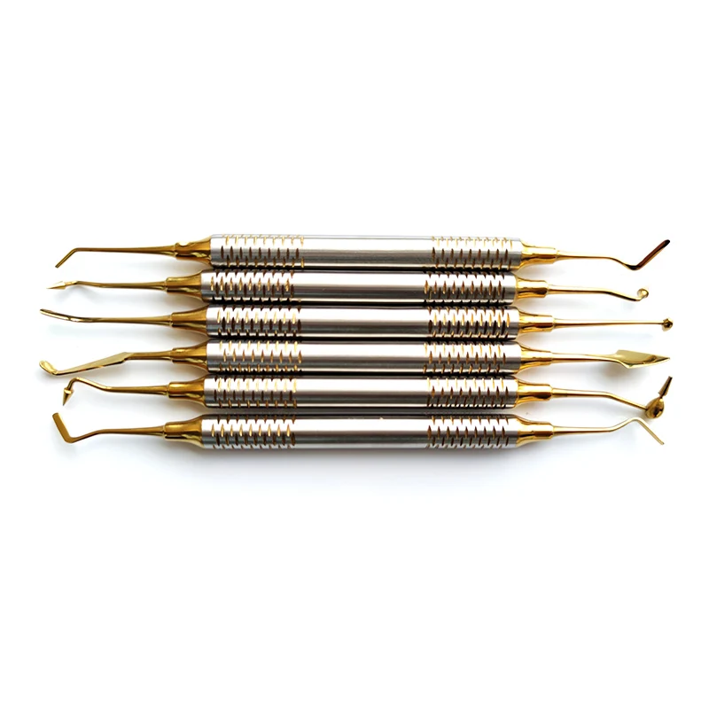 6pcs Dental Composite Resin Filling Spatula Titanium plated Head Resin