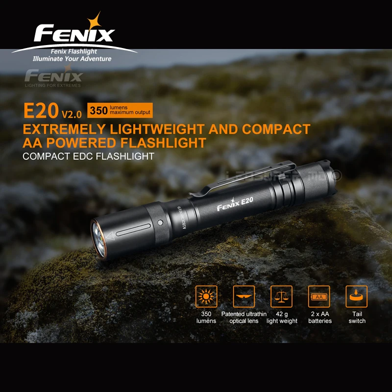 Портативный Легкий/компактный светодиодный фонарик Fenix E20 V2.0 Luminus SST20 с 2