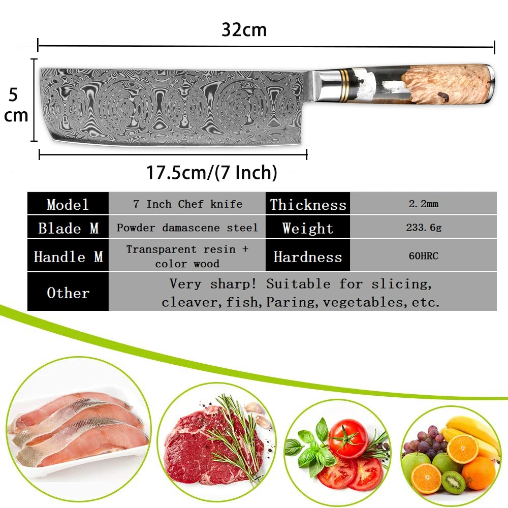 Damascus Meat Cleaver - Size