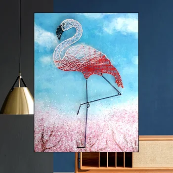 

flamingos 3D yarn painting String drawing String Art decompression parent-child DIY handmade material package Holiday gifts