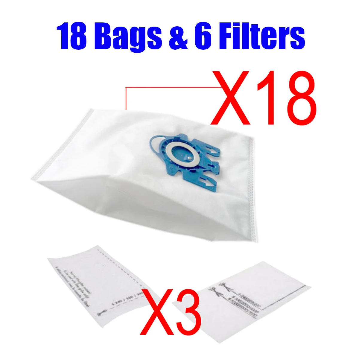 18 шт. пылесборники + 6 шт. фильтры подходят для Miele 3D GN COMPLETE C2 C3 S2 S5 S8 S5210 S5211 S8310 Запчасти для пылесоса