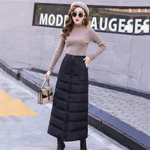 Зимняя женская хлопковая юбка новая средняя длинная осенне-зимняя Однотонная юбка большого размера Толстая теплая черная юбка женская XIN013