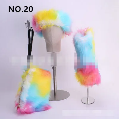 COLOR 20 REAVE CAT/Меховые Ботинки Зимняя обувь женские зимние ботинки с сумочкой и повязкой на голову г. Новые роскошные меховые зимние ботинки для женщин, высокие ботинки на меху - Цвет: COLOR 20