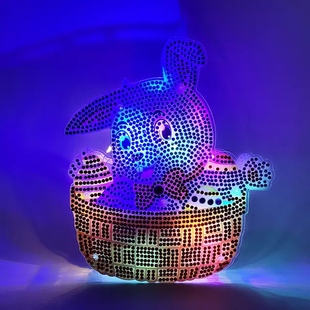 DIY Diamond Painting Animal Rabbit Pattern LED Light Diamond Embroidery Kit  Night Lamp Easter Decoration Home Desktop Decor Gift