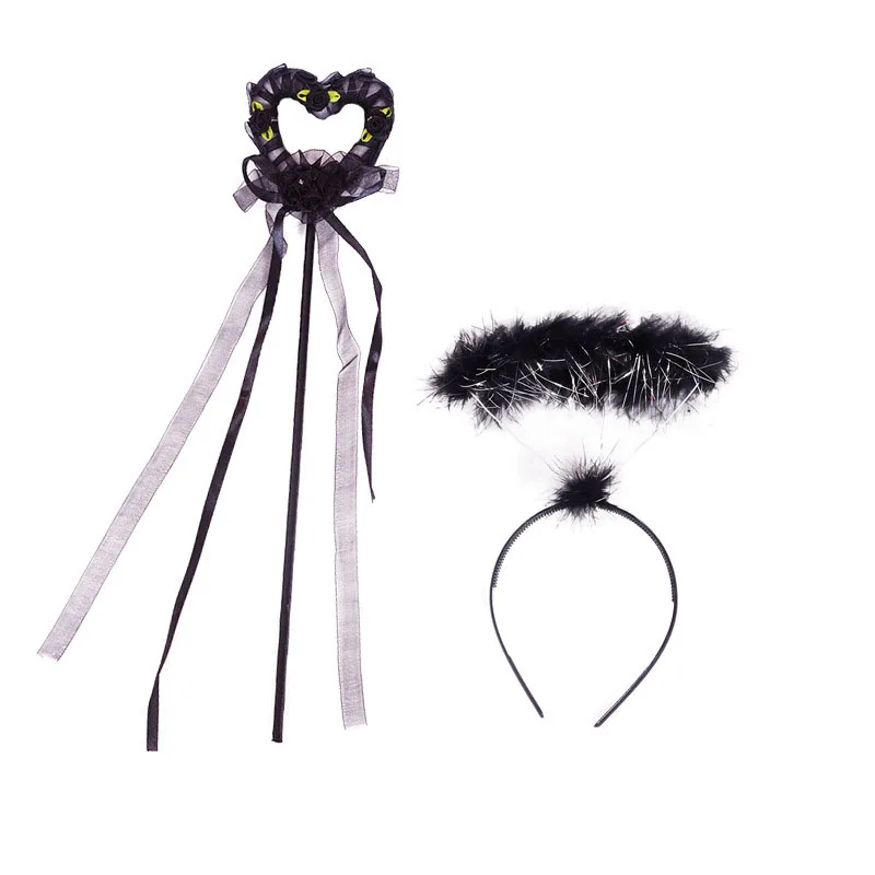 D Black White Feather Angel Wing Child Adult Cosplay Show Costume Prop Wedding Party Halloween Christmas Navidad Decorations - Цвет: D