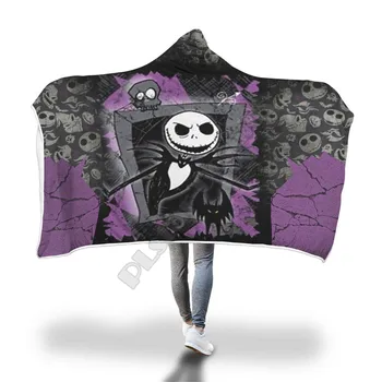 

The Nightmare Before Christmas Jack Skull 3d printed Hooded Blanket Adult child Sherpa Fleece Wearable Blanket Halloween Style-1