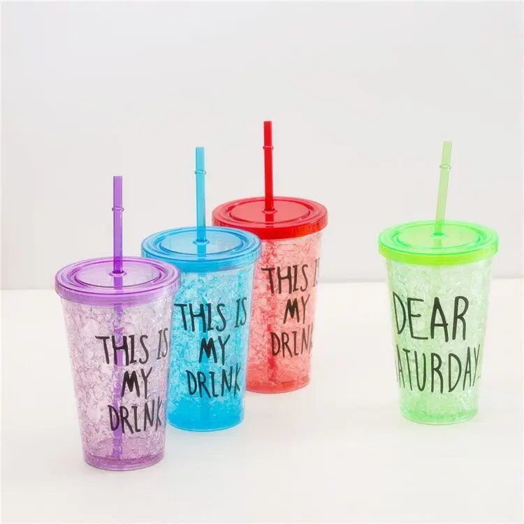 Summer Drinking Cup For adults 550ml&450ml with Straw Ice Glasses