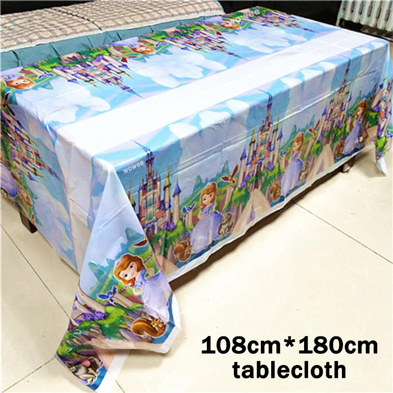 1pc Tablecloth 108*180 см скатерть принцессы Софии для вечеринки на день рождения, принадлежности для детского душа, тема мультфильма для детей, сувениры Софии, настольные тканевые украшения - Цвет: 1pc Tablecloth