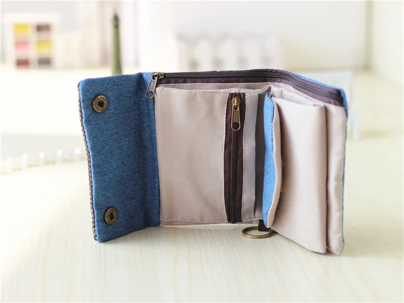 Handmade Three-Fold Fabric Wallet - Multi-Function Zipper Purse for Teens and Adults