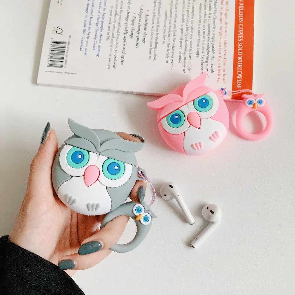 Cute Owl Cartoon Wireless Earphone Case For Apple AirPods 2 Silicone Charging Headphones Case for Airpods Protective Cover