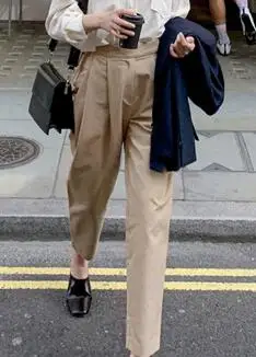 trousers Женские осенние длинные шаровары с высокой талией, женские короткие брюки с карманами, красивые широкие брюки, спортивные дамские Pantalon, Femme Broeken - Цвет: trousers