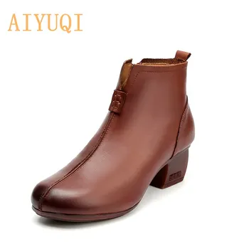 

Real Leather Short Boots Women Retro 2020 Spring New Chelsea Boots Ankle Casual High Heel Women's Martin Boots