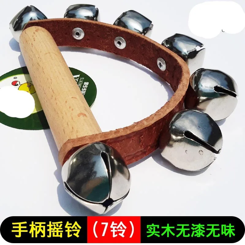 Students Instruments 7 Bell Leather Belt Wooden Handle Rattle Children Hand Bell Students chuan ling Percussion Instrument Handl