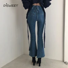 Корейский крест Кружева Трубы джинсы для женщин Мода тонкий высокая талия осень стрейч джинсы для женщин Простые облегающие однотонные джинсы для женщин