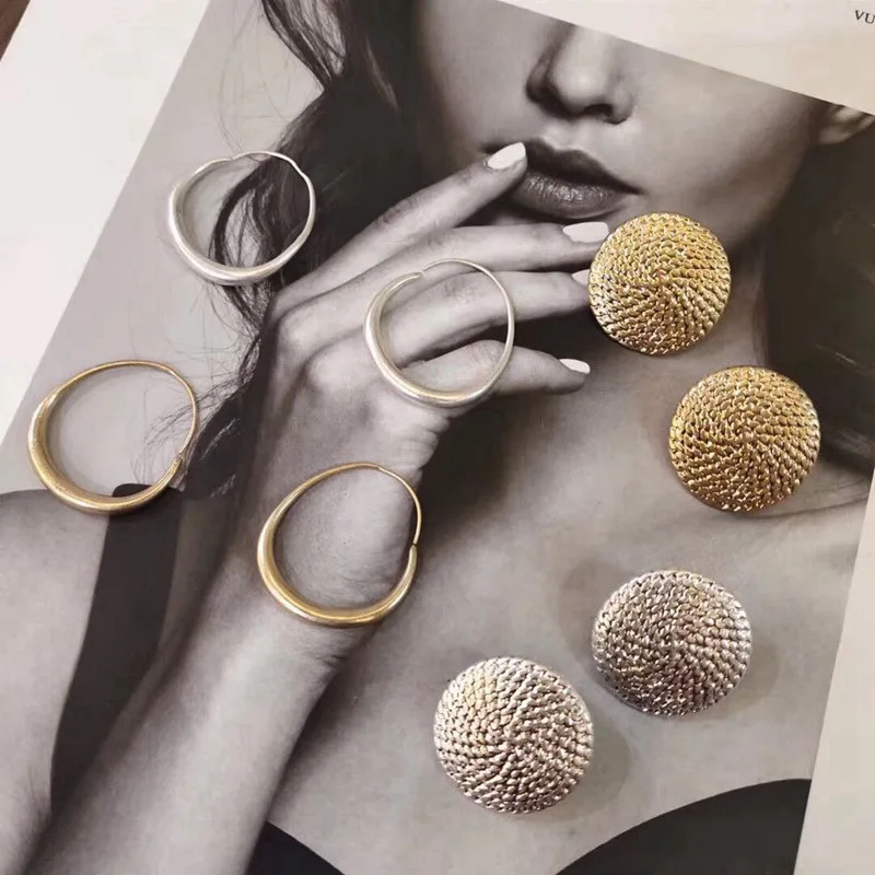 Новые европейские модные панк простые металлические круглые серьги-кольца для женщин геометрические Круглые Серьги Brincos аксессуары для ушей