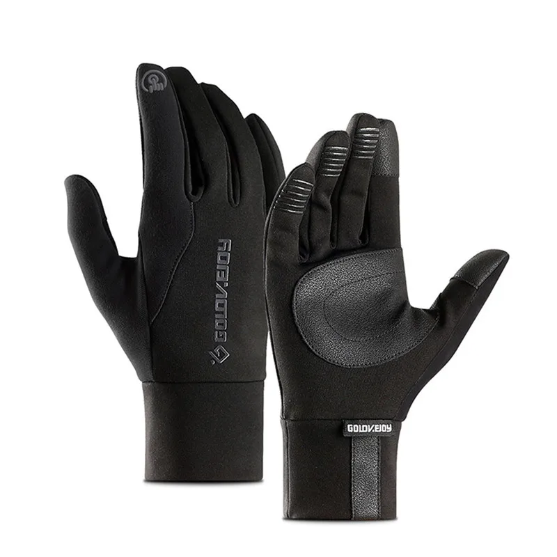 Кожаные перчатки для велоспорта, полный палец, сенсорный экран, зимние теплые спортивные перчатки, женские нескользящие водонепроницаемые перчатки для горного велосипеда, мужские