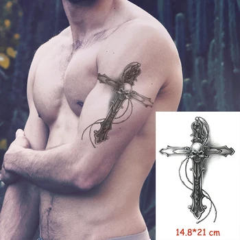 

Waterproof Temporary Tattoo Sticker cross skull errow flower tatoo water transfer fake tatoo flash tatto Woman Man kid