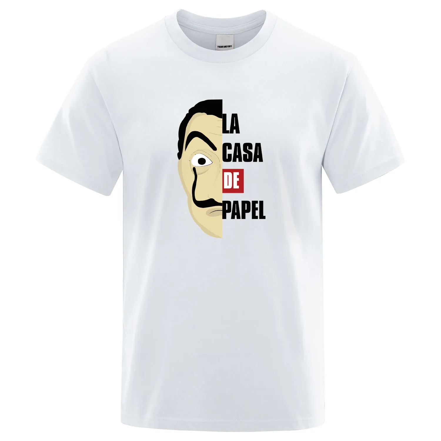 Salvador Dali La Casa De Papel футболка костюм и лицо Футболка The House Of paper Топы Мужская Летняя Повседневная мужская футболка с коротким рукавом - Цвет: white 6