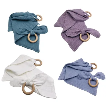 

2Pcs/Set Hot Baby Teether Building Blocks Ring Baby Grinding Machine Tooth Practice Toy Saliva Towel for Bbay Teething Toy