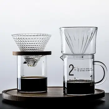 

450ML Simple Glass Coffee Cup Sharing Pot Coffee Pot Double Glass Coffee Filter Funnel Set Reusable Coffee Glass Filters WF919