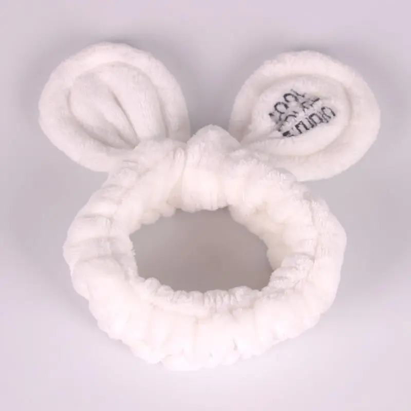 Cool White Женская Мягкая Коралловая Флисовая Повязка на голову для мытья лица, ободок с бантиком для женщин и девочек, повязка на голову в горошек с надписью, головной убор с леопардовым принтом, аксессуары для волос - Цвет: Cool White