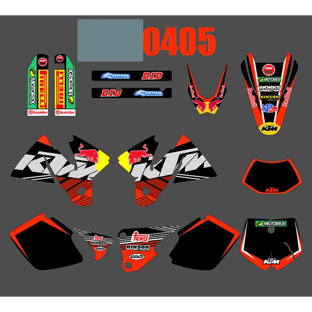 

for KTM EXC Series 1998 1999 2000 New Full Graphics Decals Stickers Custom Number Name Glossy Bright Stickers Waterproof