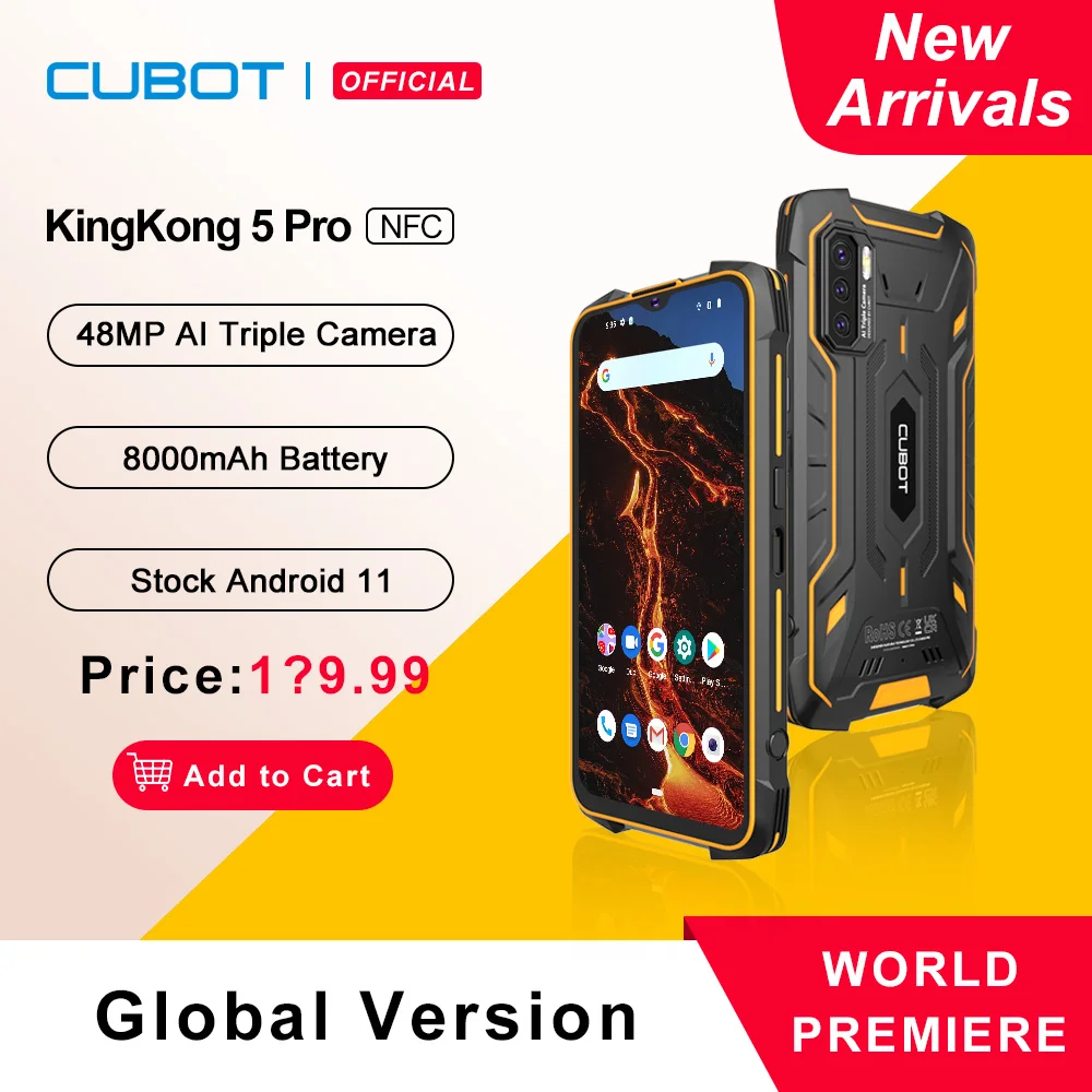 Cubot KingKong 5 Pro IP68/IP69K su geçirmez Smartphone sağlam telefon 8000mAh 48MP üçlü kamera Android 11 NFC 64GB küresel 4G LTE